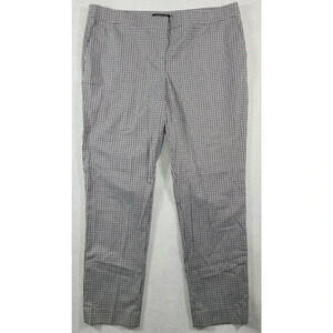 Lafayette 148 New York Manhattan Ankle Pants Women's 14 Windowpane Plaid Check
